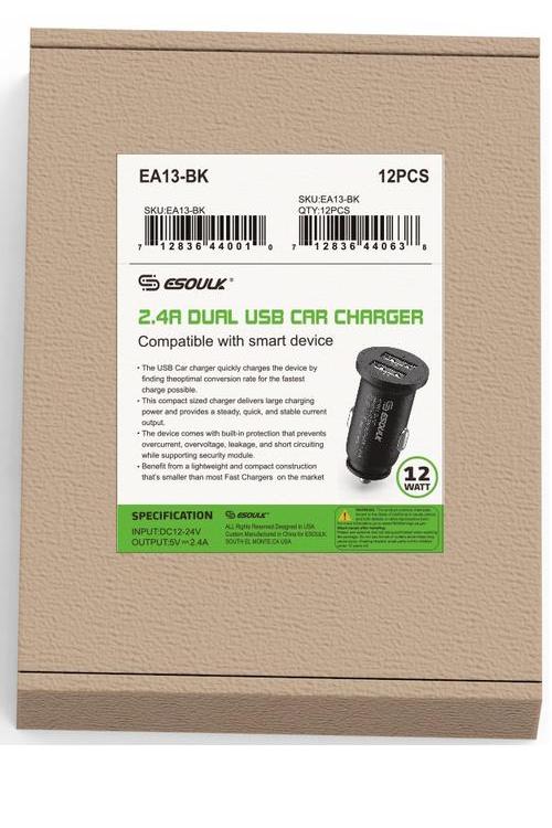 Esoulk 2.4A Dual Car Charger No Packaging EA13BK