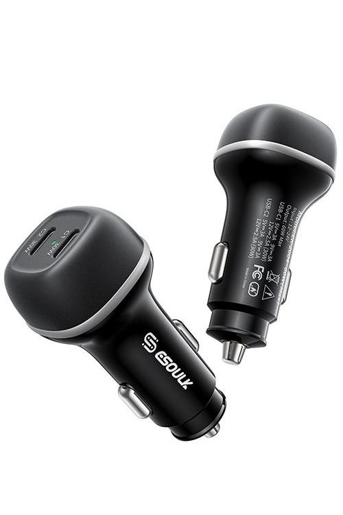 Esoulk 60W PD Dual USB-C Car Charging Plug EK2004BK