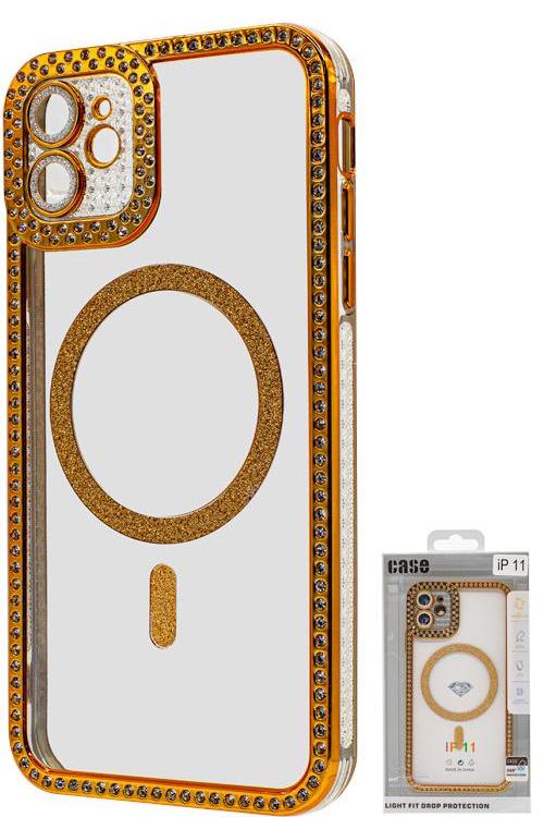 Iphone 11 Bling Mag Case Wholesale Gold