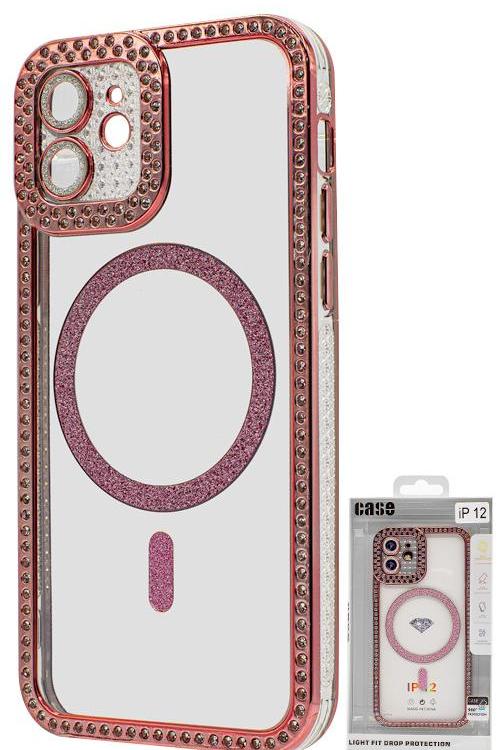 Iphone 12 Bling Mag Case Wholesale Rose Gold