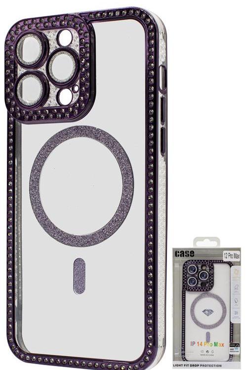 Iphone 12 ProMax Bling Mag Case Wholesale Purple