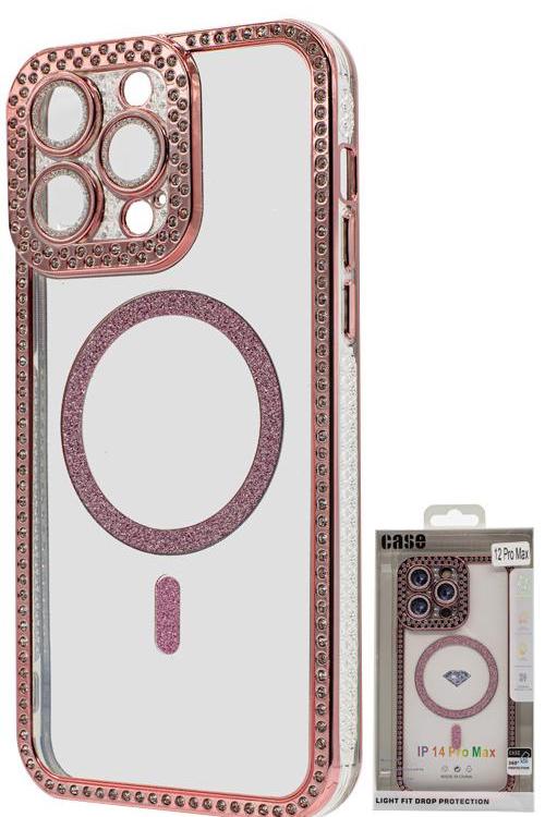 Iphone 12 ProMax Bling Mag Case Wholesale Rose Gold