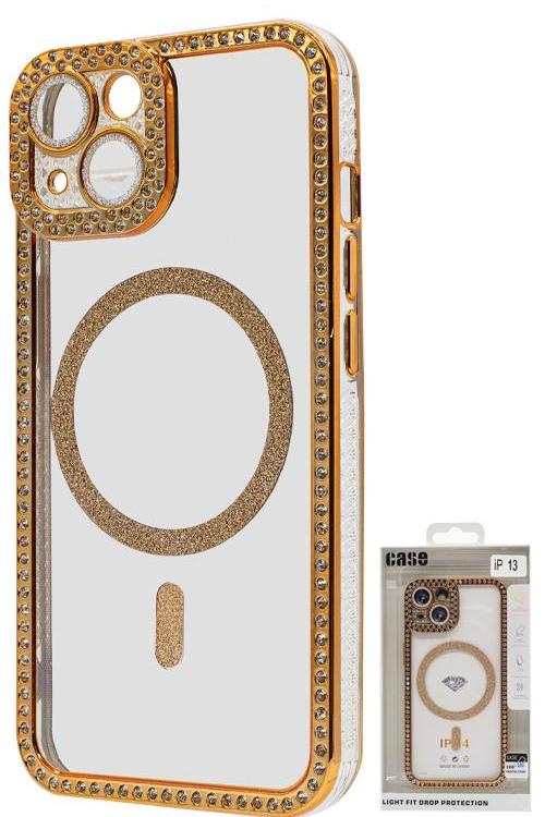 Iphone 13 Bling Mag Case Wholesale Gold