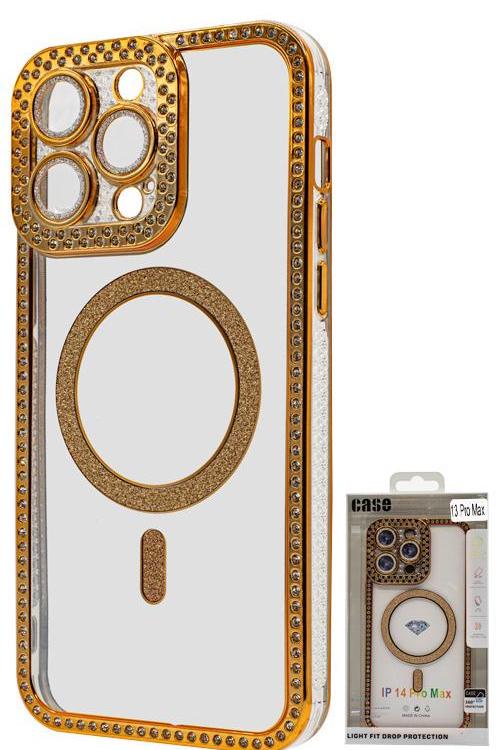 Iphone 13 Pro Max Bling Mag Case Wholesale Gold