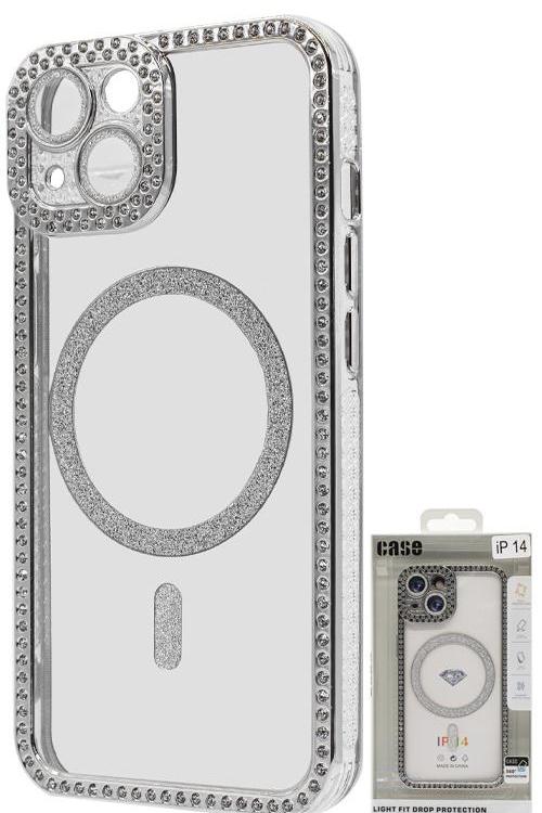 Iphone 14 Bling Mag Case Wholesale Silver