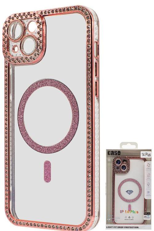 Iphone 14 Plus Bling Mag Case Wholesale Rose Gold