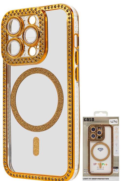 Iphone 14 Pro Bling Mag Case Wholesale Gold