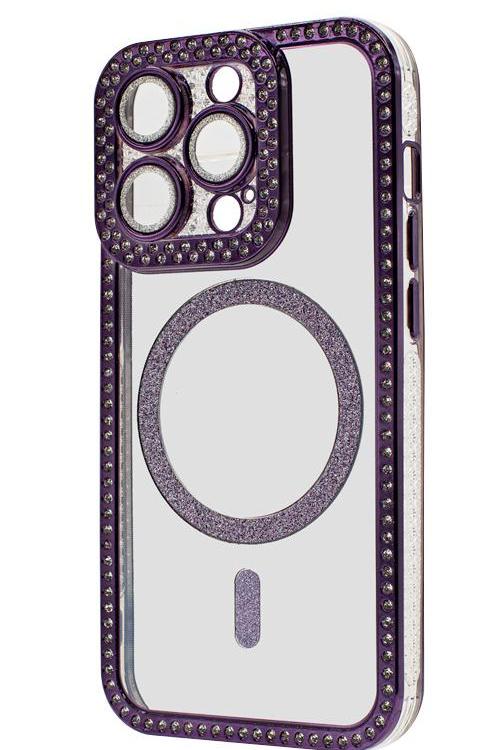 Iphone 14 Pro Bling Mag Case Wholesale Purple