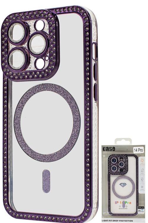 Iphone 14 Pro Bling Mag Case Wholesale Purple