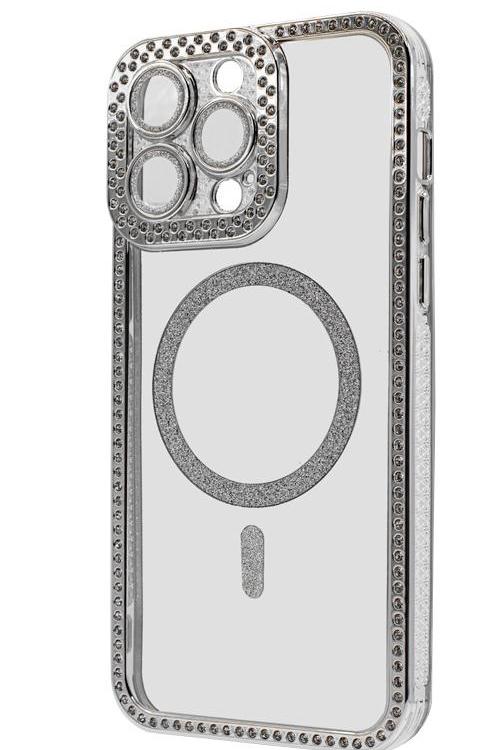 Iphone 14 Pro Max Bling Mag Case Wholesale Silver