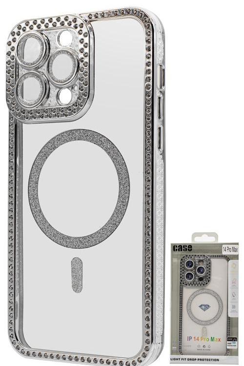 Iphone 14 Pro Max Bling Mag Case Wholesale Silver