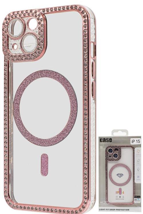 Iphone 15 Bling Mag Case Wholesale Rose Gold