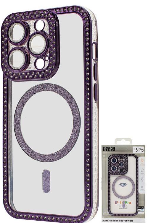 Iphone 15 Pro Bling Mag Case Wholesale Purple