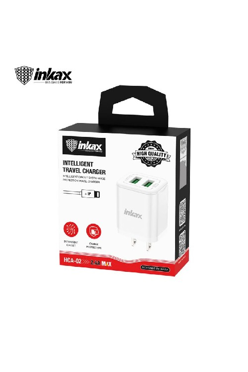 Inkax 2.4A Dual Wall Plug With Lightning Cable HCA02IP