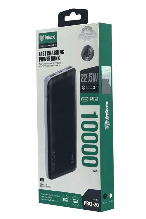 Inkax 10,000 mAh PD QC Fast Charging 22.5W Power Bank PBQ20