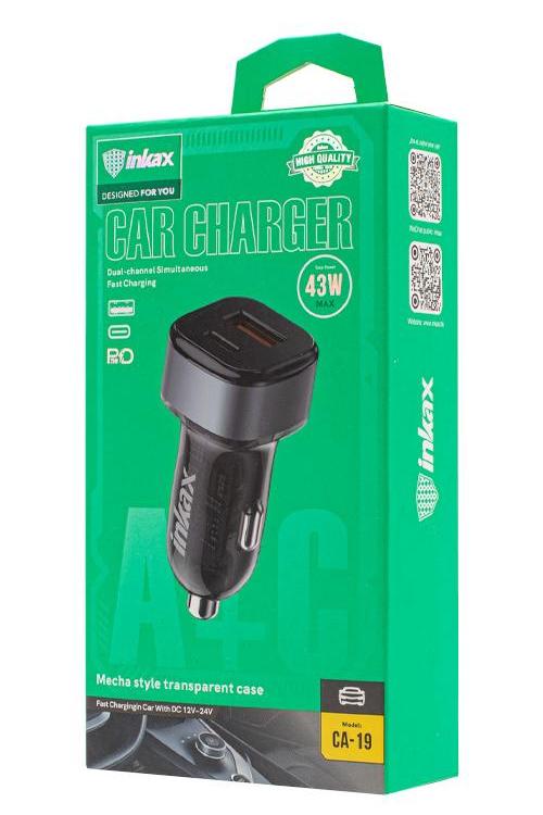 Inkaxe 43W Fast PD Car Charger With USB Port CA19