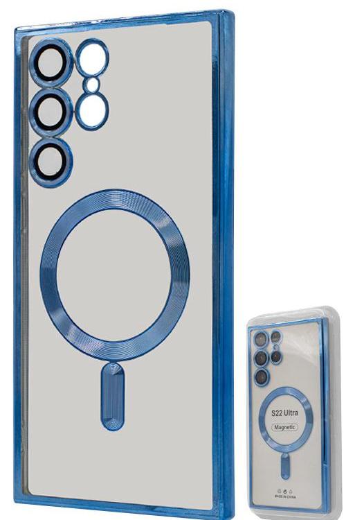 S22 Ultra TPU Case With Metallic Magnet Wholesale Blue