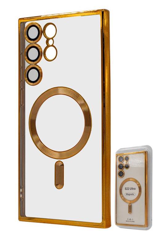 S22 Ultra TPU Case With Metallic Magnet Wholesale Gold