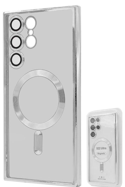 S22 Ultra TPU Case With Metallic Magnet Wholesale Silver