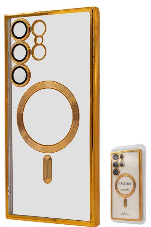 S23 Ultra TPU Case With Metallic Magnet Wholesale Gold