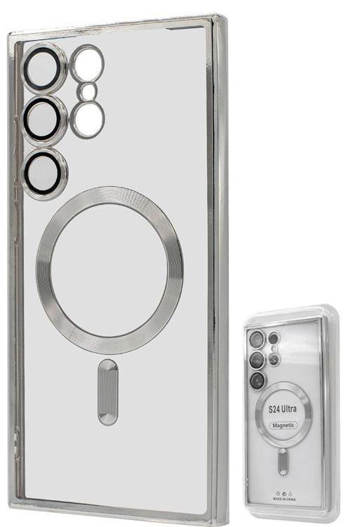 S24 Ultra TPU Case With Metallic Magnet Wholesale Silver